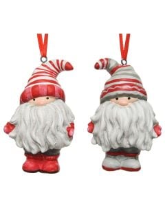 Decorative grandfather with hanging, ceramic, red / white, 8.2 cm