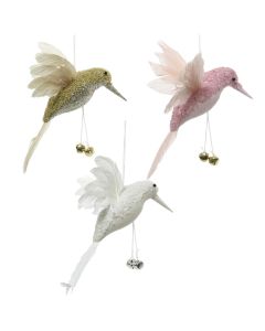 Decorative bird with hanging, sponge, different colors, 12 cm