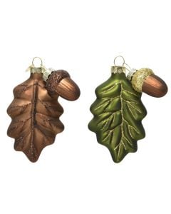 Decorative leaves with hanging, glass, different colors, 10.5 cm