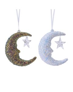 Decorative crescent for hanging, acrylic, different colors, 11 cm