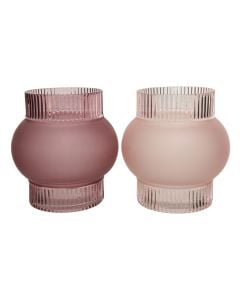 Vazo dekoruese, qelqi, rozë, Dia. 16 x 16-H15 cm