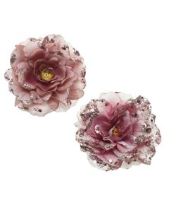 Decorative flowers, polyester, pink, Dia. 14 x 8.5 cm