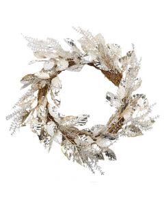 Decorative wreath, white/gold, 57 cm