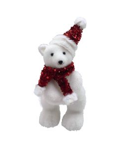 Kafshë dekoruese, Ari polar, e bardhë/kuqe, 13x15xH30 cm