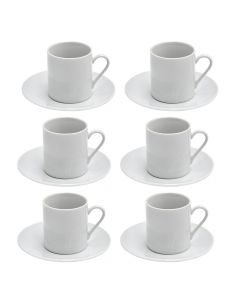 Set filxhan kafe me pjatë (PK 6), porcelan, e bardhë, 105 cc