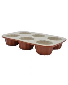 Cake pan with 6 compartments, ceramic, white, 28x19x4.5 cm