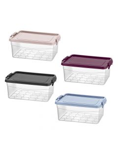 Storage container, with lid, PP, clear/light blue, 10 lt