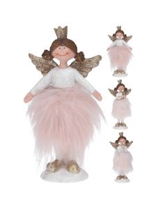 Objekt dekorues Engjëll, druri, rozë/e bardhë, 17 cm