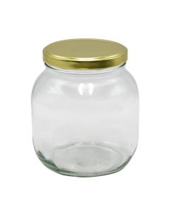 Storage jar, with lid, glass, clear, 1500 cc
