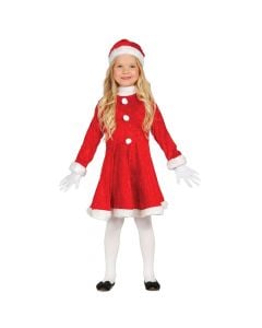 Christmas costume for girls, polyester, red/white, age 10-12 years