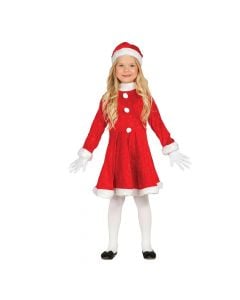 Christmas costume for girls, polyester, red/white, age 7-9 years