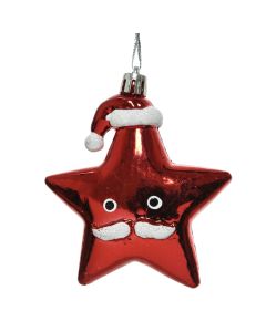 Objekt dekorues me varje formë ylli, plastike, e kuqe, 2.5x8x8cm