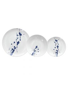 Metropol Pollock plate set (PK 18cp), porcelain, white with design, Dia. 27cm, 20.5cm, 19cm