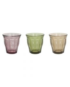 Colored water glass, glass, different colors, 260 cc