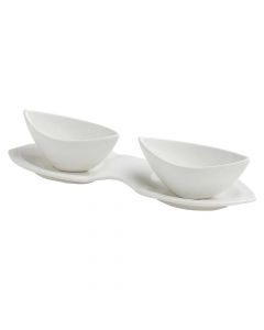 Set tasa servirje Tendence (PK 2), porcelan, e bardhë, 33x10x6 cm