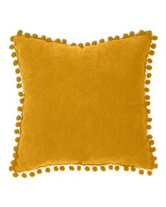 Decorative pillow Pompon, polyester + polyamide, ocher, 40x40 cm