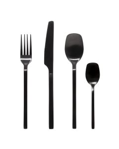 Cultery set spoon forks Modern Wood, steinless steel, black, (pk24)