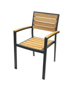 Karrige me krahë Next iroco, alumin + dru iroko, gri dhe kafe, 46x56xH86 cm
