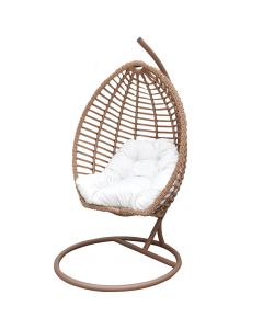 Hanging chair single seat, metalic / ratan knitting, cream, 106x130xH200 cm