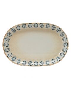 Oval plate Roma, porcelain, beige with decor, Dia.33 cm