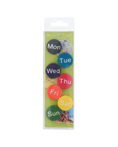 Refrigerator magnets days of the week (PK 7), plastic, different colors, 8x25x25 mm