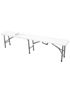 Folding stool, HDPE/Steel, white, 183x28xH43 cm,