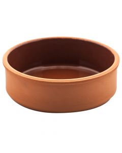 Circular clay pot, ceramic, brown, 16x6,5 cm / 0.8L