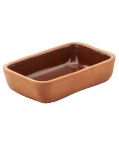 Square clay pot, ceramic, brown, 16,5x12x4,5 cm / 0.4L