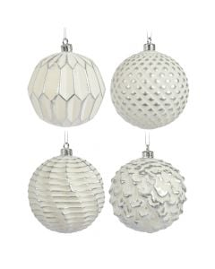 Decorative sphere, plastic, silver, Dia.8 cm