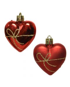 Hanging decorative heart, plastic, red, 6 cm