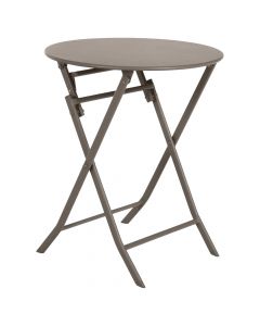 Tavolinë rrethore e palosshme, metalike, bezhë, Dia60xH71 cm