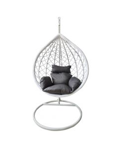 Hanging chair single seat, metalic/rattan, gray/beige, H195xD105xW103 cm