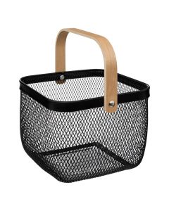 Serving basket, metal, black, 25.7x25.7xH18 cm
