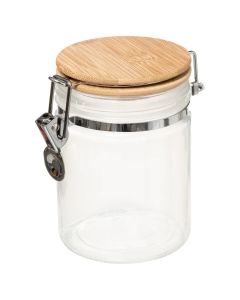 Hermetic jar, glass/bamboo, transparent, 750 cc