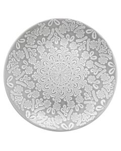 Hacienda dessert plate, pottery, gray with designs, Dia.21 cm