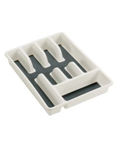 Spoon/fork drawer organizer, plastic, gray, 26.5x36.5x5 cm