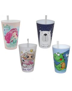 Children's cups with spout, plastic, different colors, 400 ml
