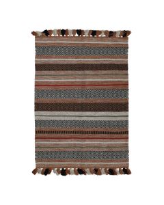 Rug with fringe, 100% cotton, earth brown, 120x170 cm