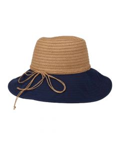Beach hat for women, polyester, blue/brown, 41 cm