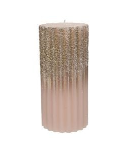 Festive decorative candle, paraffin, pink shade, 15 cm