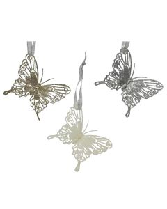 Flutur dekoruese me varje, plastike, ngjyra të ndryshme, 8.2 cm