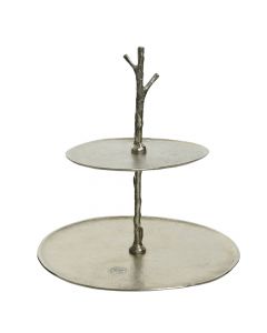Stand shelf with 2 floors, aluminum, silver, H31 cm