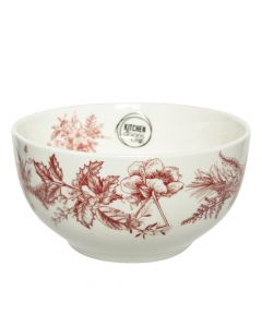 Salad bowl, porcelain, red / white, Dia.12 cm