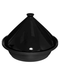 Tenxhere ose tavë furre me kapak Tagine, qeramikë/gizë, e zezë, Dia.30xH7.5 cm