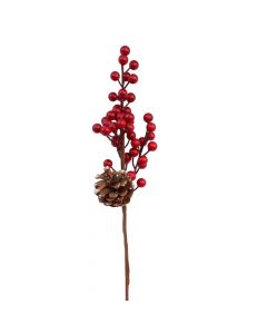 Lule dekoruese, poliestër, e kuqe, 34 cm