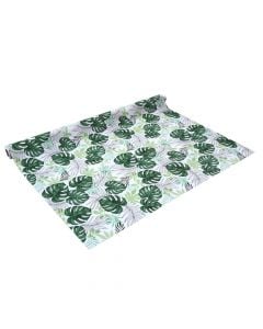 Tablecloth, PVC, green / with leaves, 140 cm