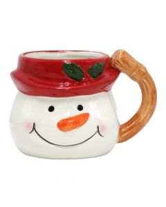 Christmas decorative tea cup, ceramics, white/red, 13.2x10xH9 cm