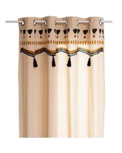 Tribal full curtain, cotton, beige, 140x260 cm
