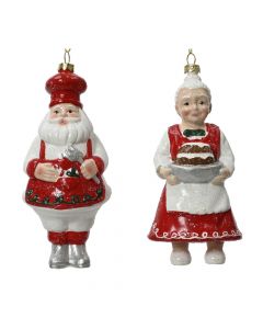 Santa hanging decoration, plastic, red/white, 17x5x7.5cm x H7.5 cm