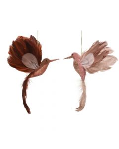 Decorative hanging bird, sponge, pink, 16x20x4 cm